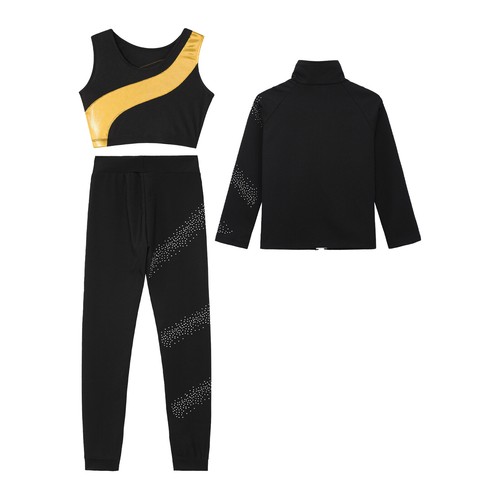 Kids Girls Tracksuits Patchwork Outfits Long Sleeve Set Stand Collar Jacket - Picture 9 of 53