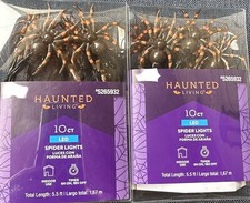 Haunted Living 2x 10 Ct 5.5 LED Indoor Halloween Spider String Lights New Timer