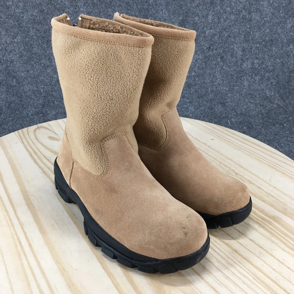 Lands End Boots Womens 7 B Mid Calf Back Zip Insulated Winter Boot Brown Suede - Image 3 of 4