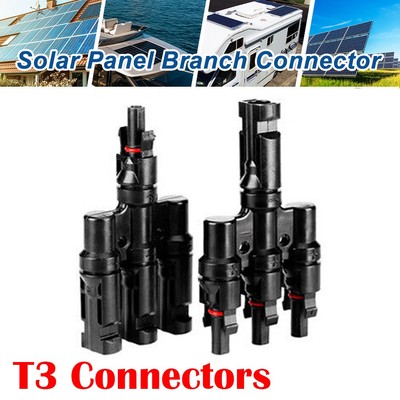 Solar Panel T Branch Cable Connection Adapter Coupler 3 Way Connector Waterproof
