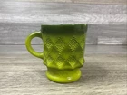 Vintage Anchor Hocking Fire King Kimberly Diamond Mug Green Handle 1950s/ 1960s