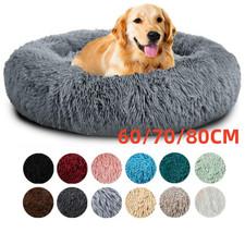 NEW Extra Large Dog Cat Pet Calming Bed Comfy Fluffy Soft Dog Beds Round Plush