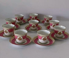 Old Paris Porcelain Monogram Pink Gold Tea Coffee set A. Loisy Old France