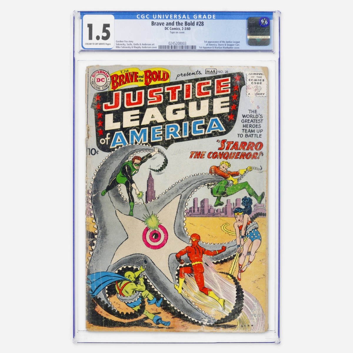1960 D.C. Comics Brave and the Bold 28 CGC 1.5. 1st Justice League