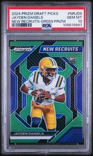 2024 PANINI PRIZM DRAFT PICKS NEW RECRUITS GREEN PRIZM JAYDEN DANIELS PSA 10