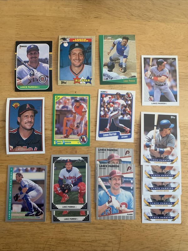 Lance Parrish 62 Card Lot. Phillies Mariners Angels Tigers