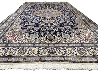 Alfombra oriental anudada a mano Nain con seda salón 255x160 cm carpet rug