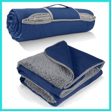 Waterproof Outdoor Blanket with Sherpa Lining, Windproof Triple Layers Warm C...