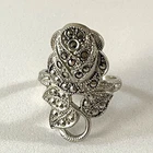 New ListingVintage Art Deco 925 Sterling Silver Marcasite Rose Ring Sz 6.75 Clark & Coombs