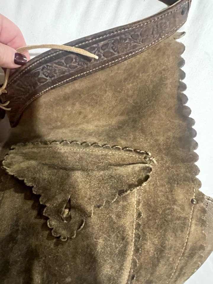 Vtg Suede Leather Western Riding Chaps - Image 4 of 4