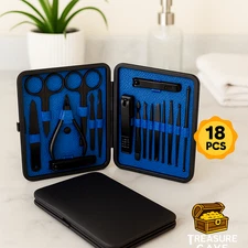 Professional 18-in-1 Manicure Pedicure Set Stainless Steel Grooming Kit w/ Case
