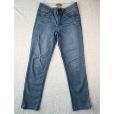 Democracy Ab Technology Jeans Size 8 Straight Leg Light Wash Distressed Stretch