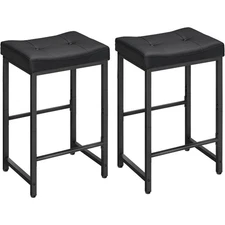  Bar Stools,25.4" Saddle Stools with PU Upholstery, Counter Height Stools 