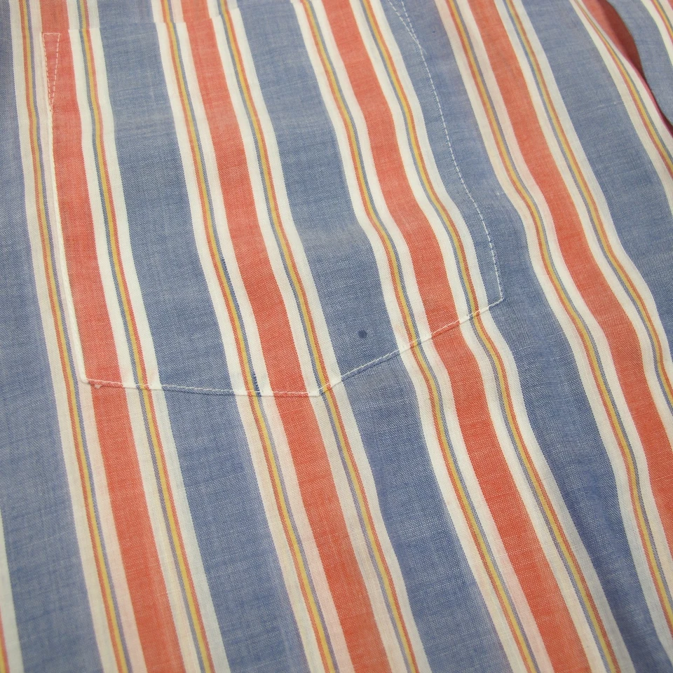 Vintage 70s Shirt Mens Large Penn-Prest Striped Button Down Sheer Paper Thin - Image 4 of 4