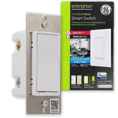 New GE Enbrighten Z-Wave Plus In-Wall Smart Switch, White/Light Almond, 14291
