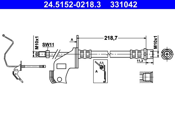 Rear Left ATE 24.5152-0218.3 Brake Hose for OPEL,VAUXHALL