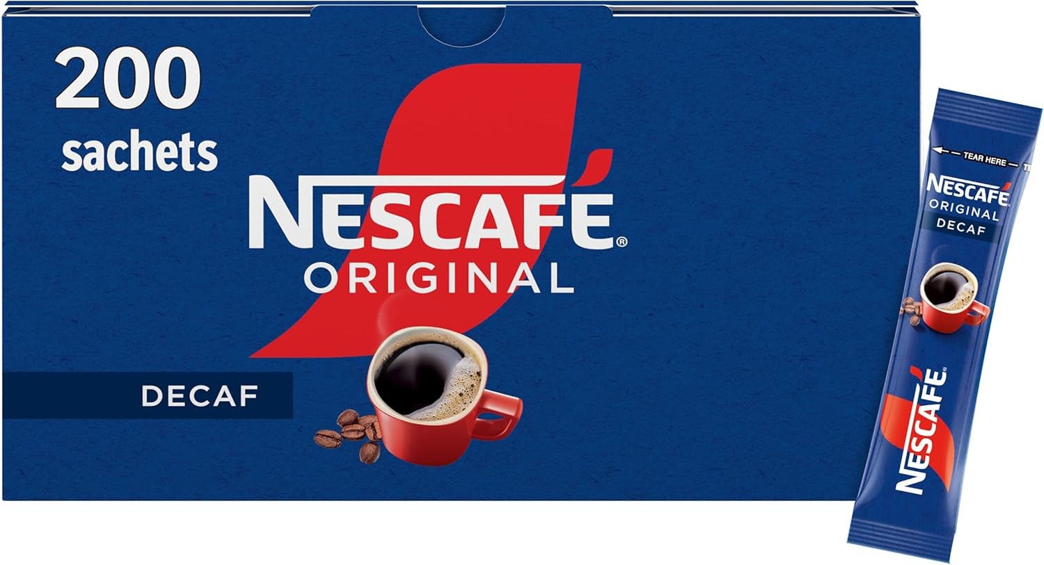 NESCAFÉ Original Decaf Instant Coffee Sachets - 200 x 1.8g Sticks