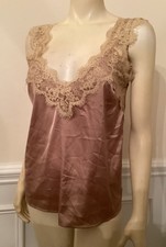 Akaiv WN SZ S Satiny  Lace POLYESTER CAMISOLE WIDE LACE STRAPS Beige