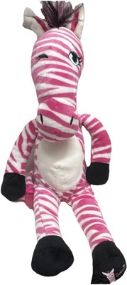 Paisley Pink Zebra Pink & White Striped Zebra Plush w/ Bow tail 14-20 inches 