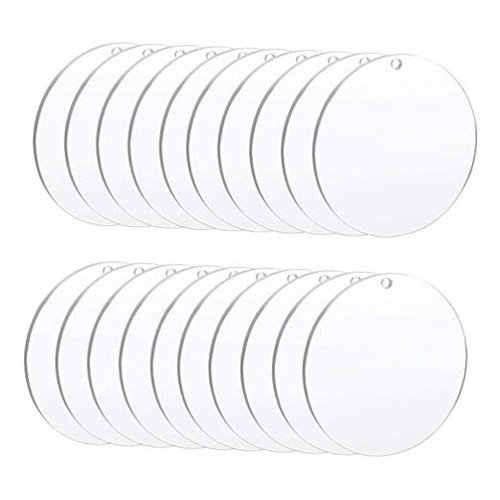 20 Pcs Clear Acrylic Disc 2mm Thick Round Panel for Keychain DIY Arts and