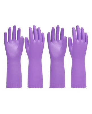 PACIFIC PPE 2~Pair Reusable Dishwashing Gloves, Latex~Free, Purple, M
