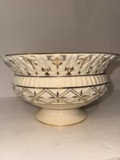 Lenox Florentine Footed Centerpiece Bowl 11" Wide/7" Tall Gold & Pearl New