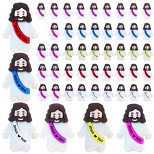 Mini Jesus Figures - 50 Pcs Rubber Toys for Easter Eggs, Parties, Baptism Gifts