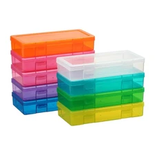 novelinks Medium Plastic Storage Boxes with Latching Lids – 9 Pack Stackable ...