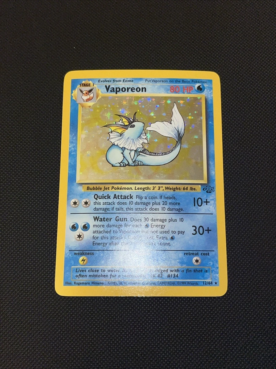1999 vaporeon pokemon card Water Holo Pokémon TCG Jungle Rare Individual Collectible Card Game Cards  for sale
