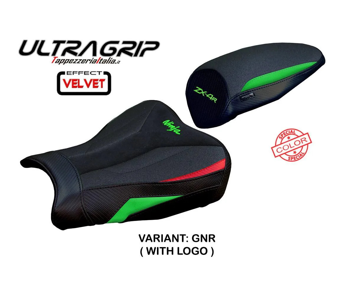 Seat cover Anet UGrip Velvet Green Red +logo Tpz KAWASAKI NINJA ZX 4 R 2023 2026