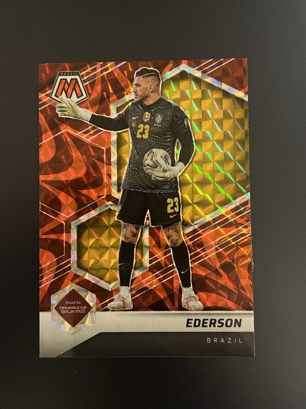2021-22 Panini Mosaic FIFA Road to World Cup Reactive Red Prizm Ederson #161 