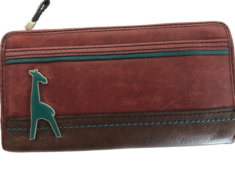 Cartera Bolso sin asas de cuero óxido fósil con cremallera alrededor con billete plegable jirafa Foto 2 de 4