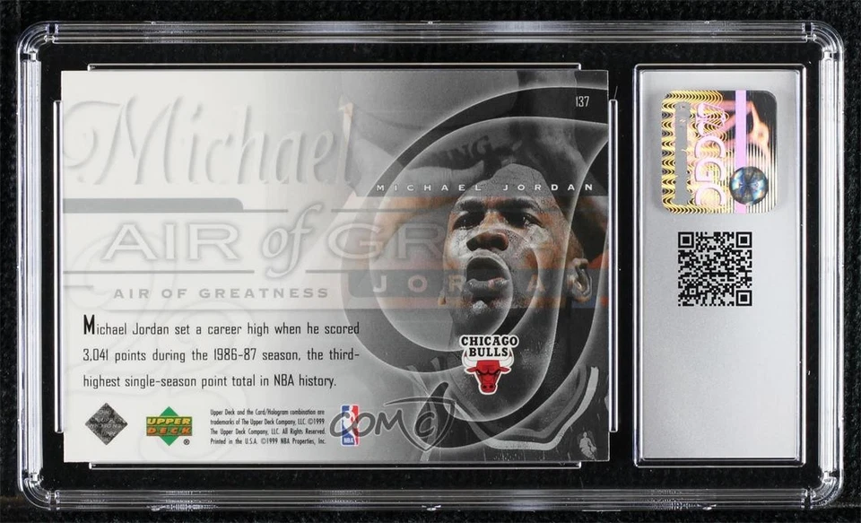 1999-00 Upper Deck Air of Greatness Michael Jordan #137 CGC 6.5 HOF - Image 2 of 2
