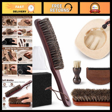 5 Pcs Felt Cowboy Hat Cleaning Brush Set, Horsehair Shoe Clothes Brush Kit