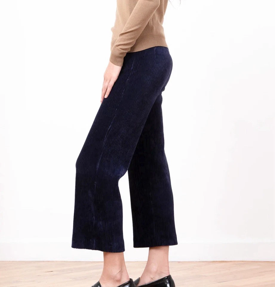 Avenue Montaigne Dark Blue Navy Cropped Alex Corduroy Pants Size 0 NWOT! - Image 2 of 4
