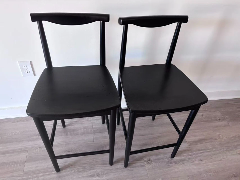 Set of 2 Threshold Biscoe Wood Counter Bar Stools – Black, Used, Modern & Sturdy - Image 3 of 4