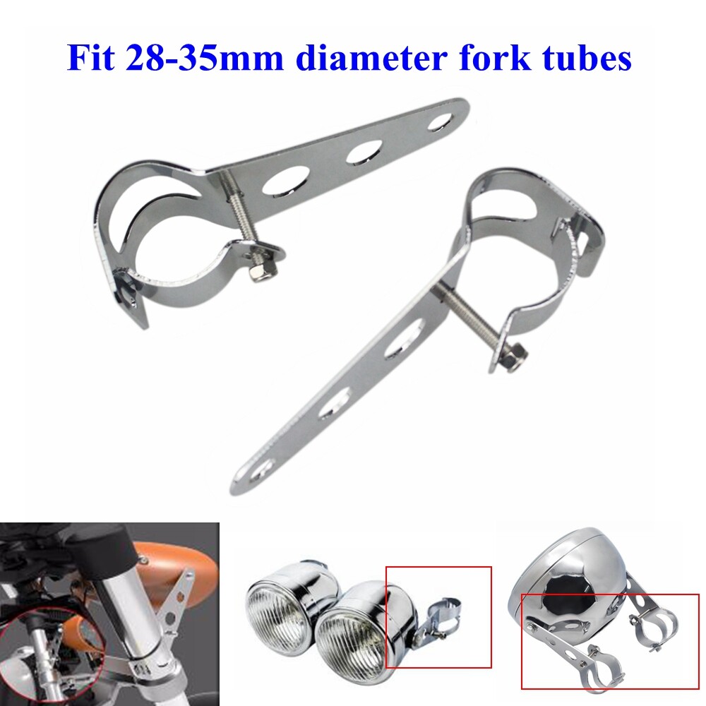 Universal Headlight Mount Brackets For Harley Chopper Bobber 28-35mm Fork Tubes