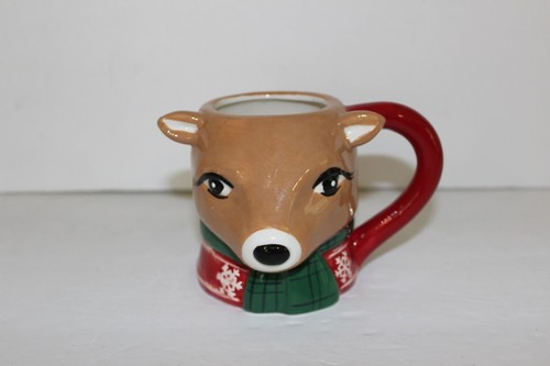 Transpac Weihnachten Rentierkopf 12 Unzen Kaffeebecher Tasse - Neu mit Etikett - Bild 1 von 6
