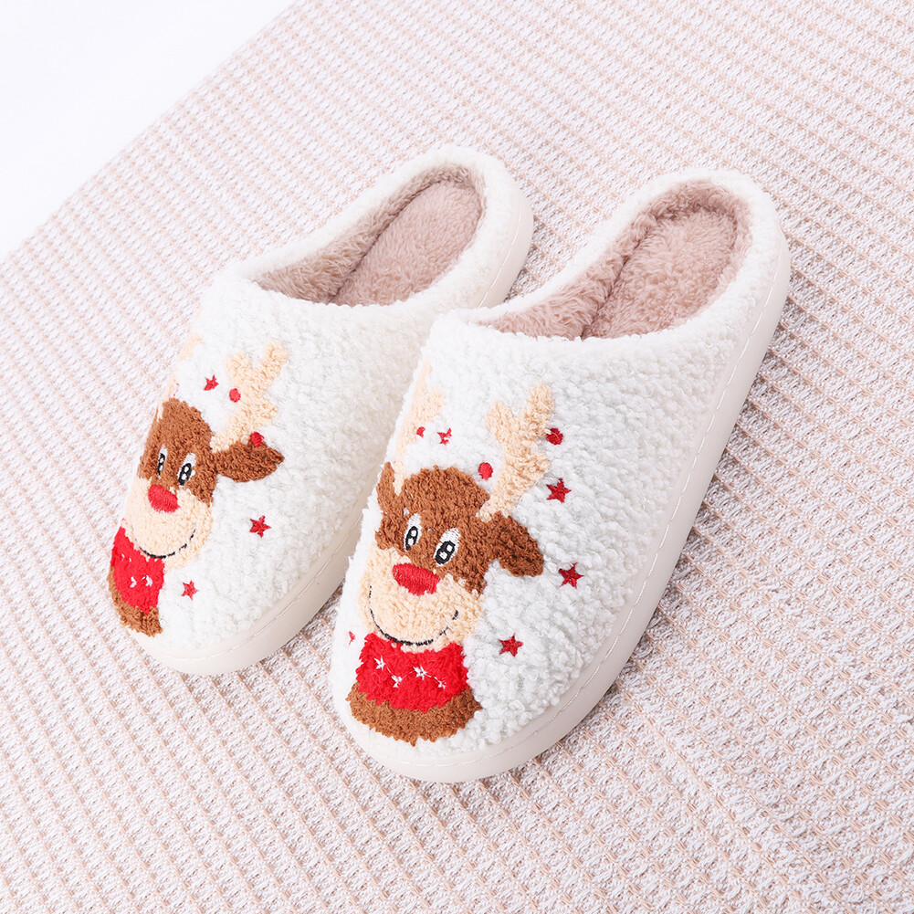 APL Ciabatte peluche alce natalizio antiscivolo renna pelosa per camera da letto interna