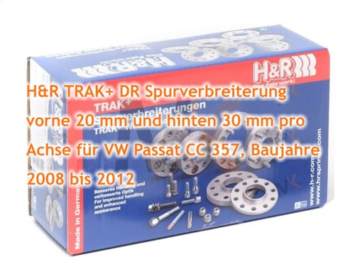Placas de carril delanteras H&R 20mm traseras 30mm/eje para VW Passat CC 357 2008-2012 - Imagen 3 de 4