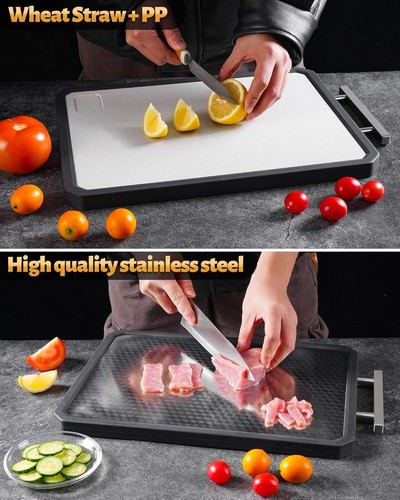 Stainless Steel Cutting Board for Kitchen Large Chopping Board(16.42×11 In)Doubl - 第 9/24 張圖片