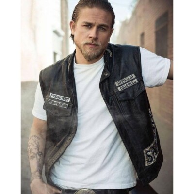 Handmade Sons of Anarchy Samcro Jax Taller Black Leather Vest for Men and Women