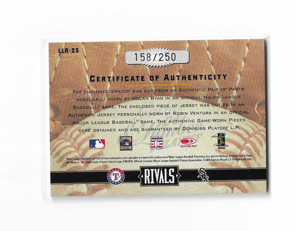 2004 Leather & Lumber Nolan Ryan Jersey Robin Ventura Pants RIVALS /250