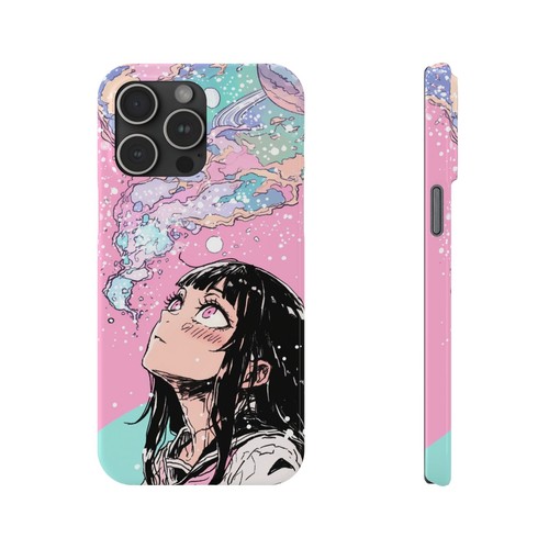 Anime Stargazing Phone Case, Slim Space iPhone Cover, Kawaii Manga Cute Girl - Picture 9 of 49