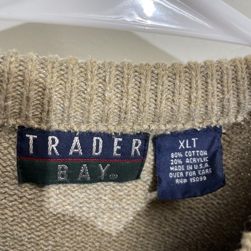 Vintage Trader Bay Color Block Tonal Crewneck Sweater Made in USA XLT XL Tall - Picture 2 of 16
