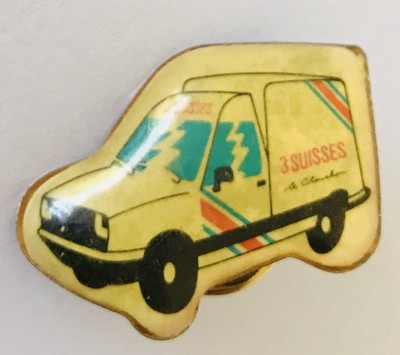 3 Suisses Delivery Van Car Advertising Pin Badge Brooch Vintage (C4)
