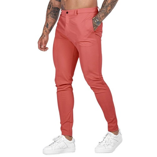 Mens Chino Trousers Flat Front Slim Fit Casual Stretch Cotton Pants Skinny - Picture 10 of 17