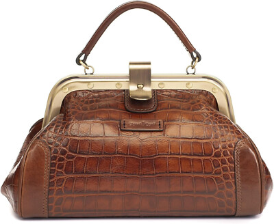 Gianni Conti italienische kleine Gladstone-Tasche Zoe Krokoleder (hellbraun) 9493317