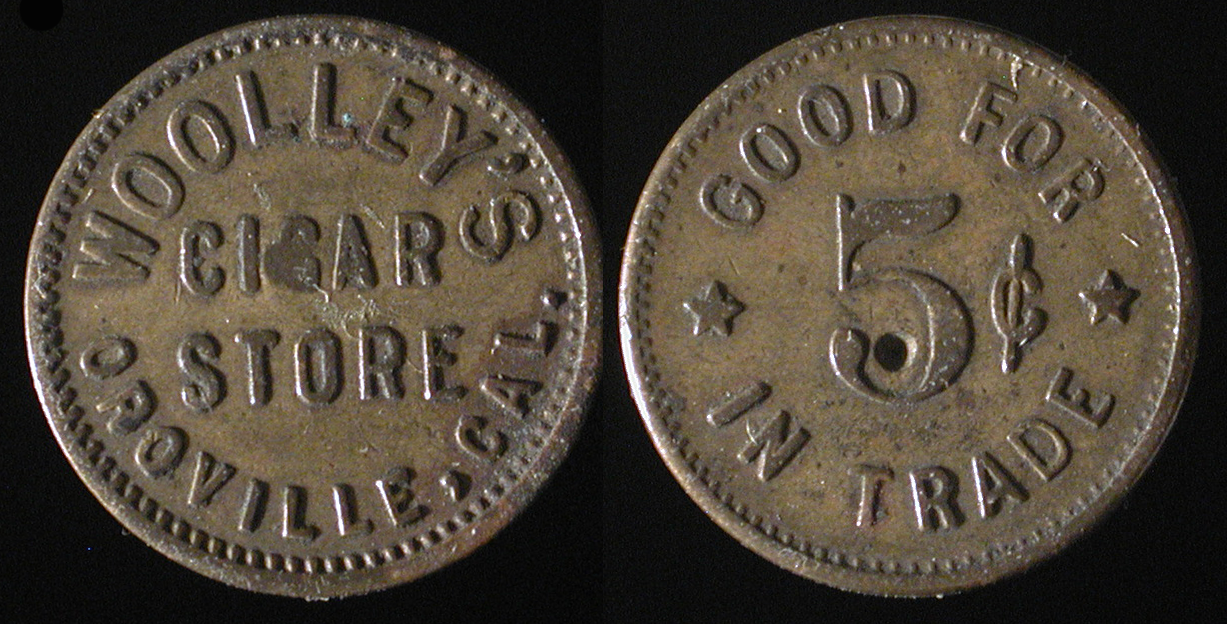 WOOLLEY'S CIGAR STORE Oroville (Butte County), California trade token