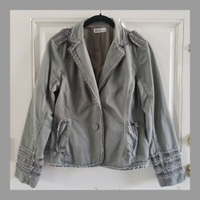 BEN SHERMAN Single Breasted Blazer Jacket Cotton Grayish Olive Womens SZ M
